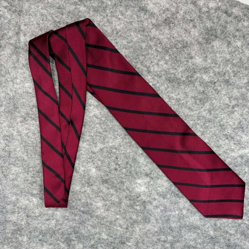 Brooks Brothers 346 Pure Silk Necktie Burgundy Black Striped Men's Tie